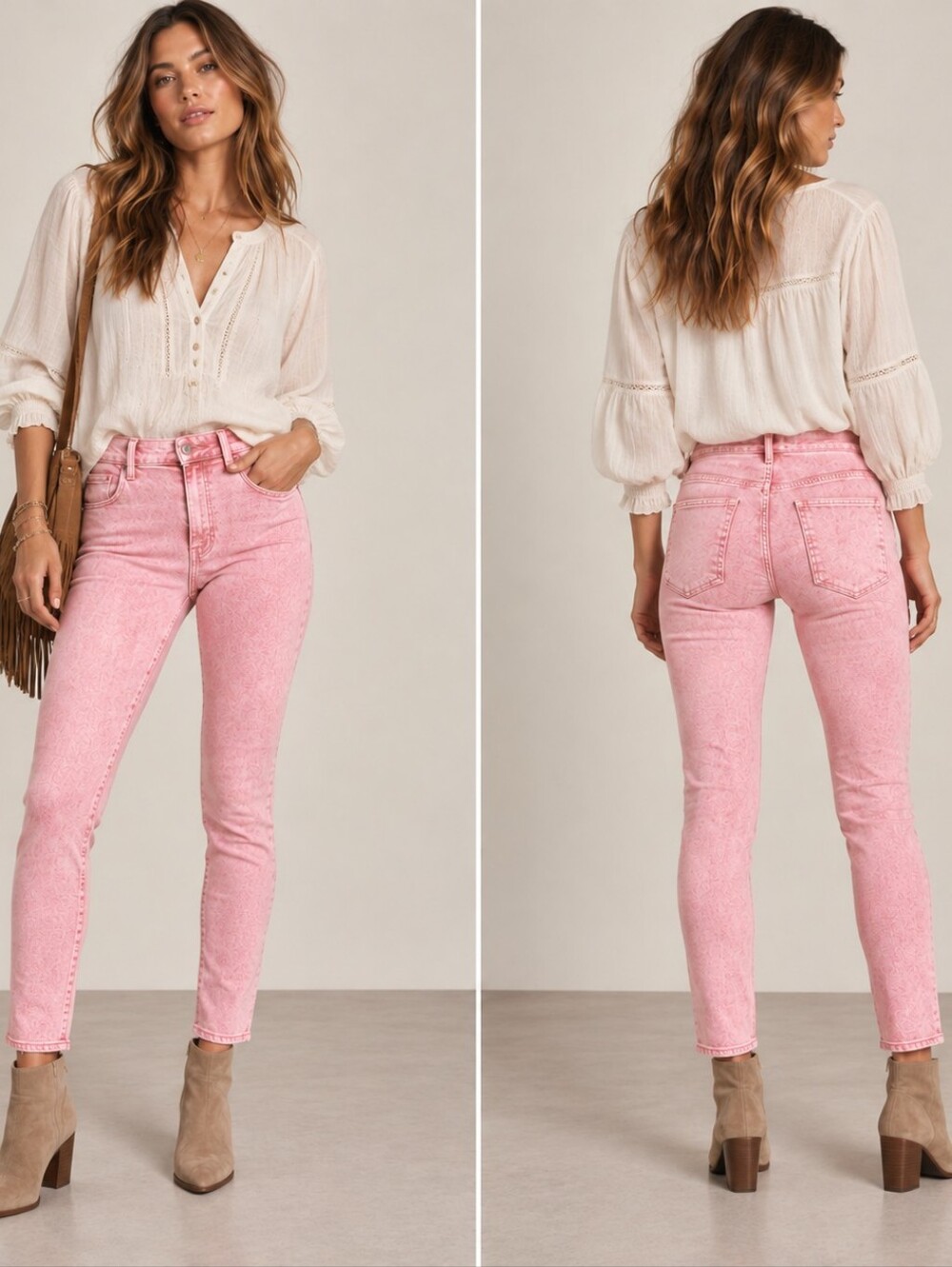 NWT VERONICA BEARD Kate High Rise Skinny Pink Acid Wash Denim Jeans 14 / 32 NEW